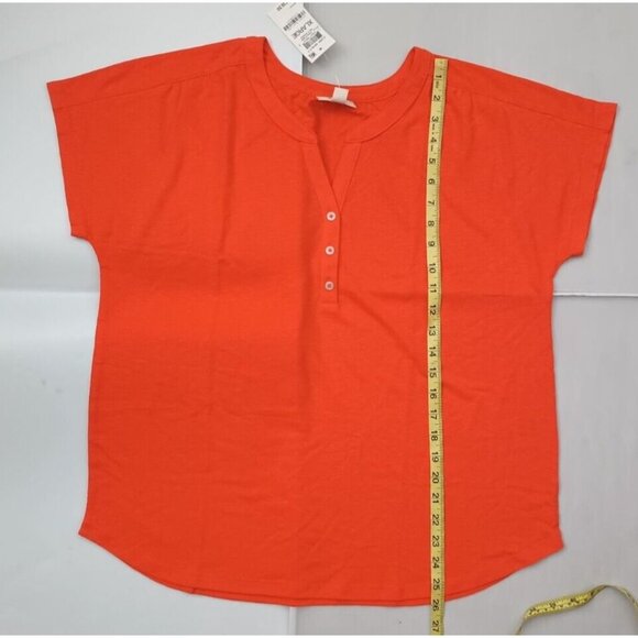 Style & Co XL Core Henley Wild Orange Cotton Blend Womens Top - Picture 6 of 10